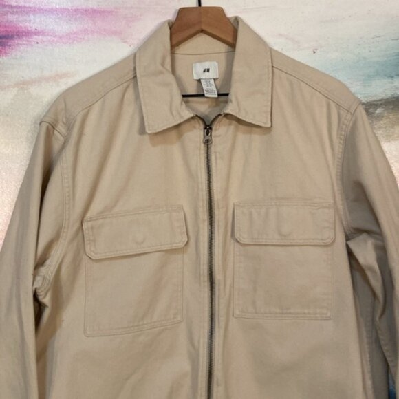 🔥NWOT🔥H&M 100% Cotton Shirt Oversized Zip Up Jacket. - Picture 3 of 7